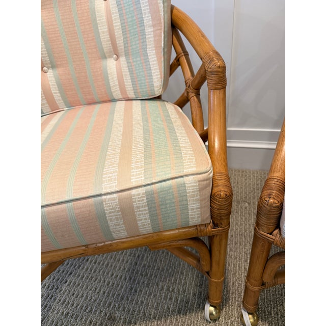 Mid 20th Century Ficks Reed Chippendale Armchairs on Castets (Set of Two) For Sale - Image 10 of 11