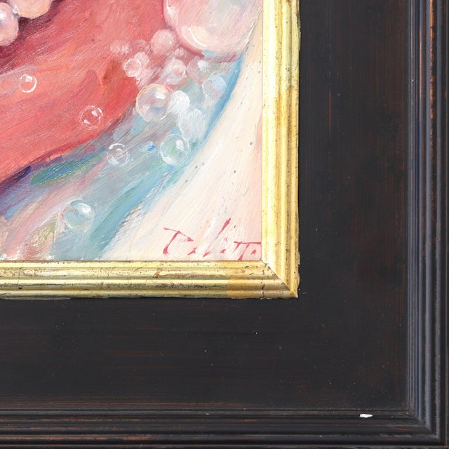 Bubbles - Original Pig Portrait Oil Painting in Gold Frame by Kyle Paliotto For Sale - Image 9 of 10