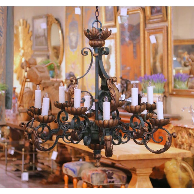 Decorate a dining room or grand entry with this impressive antique chandelier, crafted in France circa 1920. Executed in...