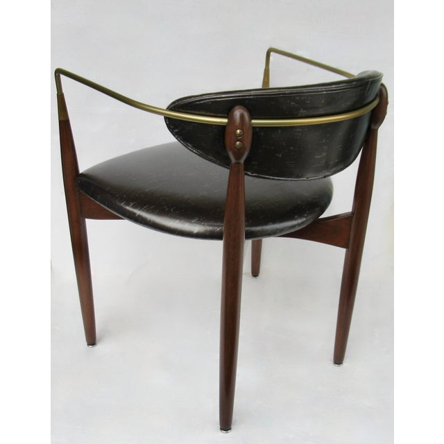 C.1950's Dan Johnson for Selig of Denmark, Walnut & Brass "Viscount" Accent/Lounge Chair With Brentano Textile For Sale - Image 18 of 18