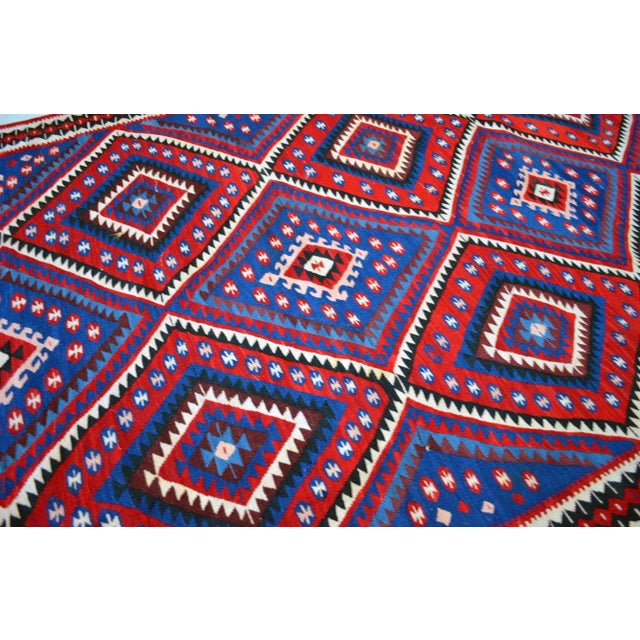 1960s Turkish Kurdish Kilim Rug Flat Weave Super Fine Area