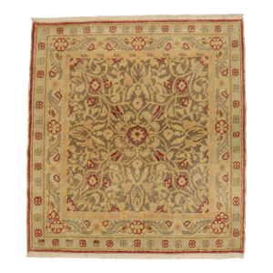 Square Vintage Turkish Brown Crimson Red 20th Century Rug