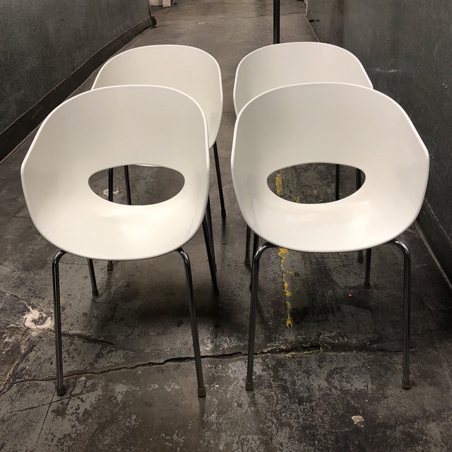 CB2 White Orbit Chairs - Set of 4 | Chairish