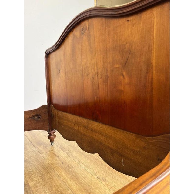 Antique French Style Double Bed Frame with Carved Walnut Headboard For Sale - Image 16 of 18