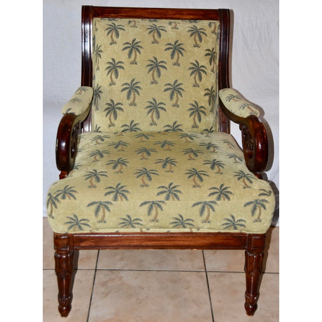Best Chairs Inc Fabric Palm Tree Armchair