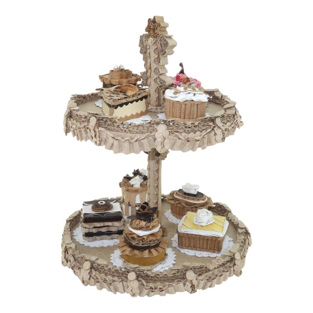 Cardboard Paper Dessert Tray Sculpture by Patianne Stevenson For Sale