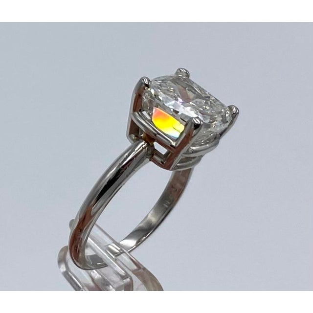 Cushion-Cut Solitaire 5.01 Ct. Diamond Platinum Ring, Size 7 For Sale - Image 6 of 12