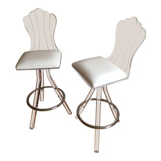 1970s Vintage Lucite Bar Stools- A Pair For Sale