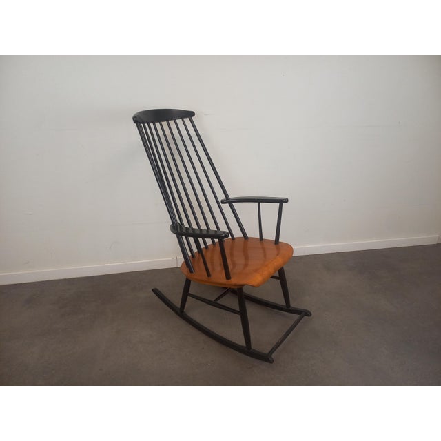 Black Scandinavian Rocking Chair by Ilmari Tapiovaara for Asko, 1950s For Sale - Image 8 of 15
