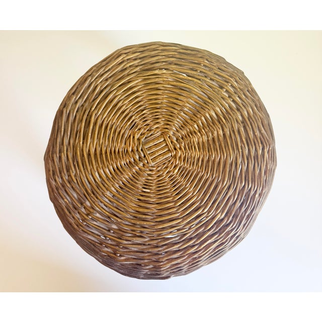 Wicker Tripod Stool, Tony Paul, 1950s, Attributed For Sale In Sacramento - Image 6 of 12