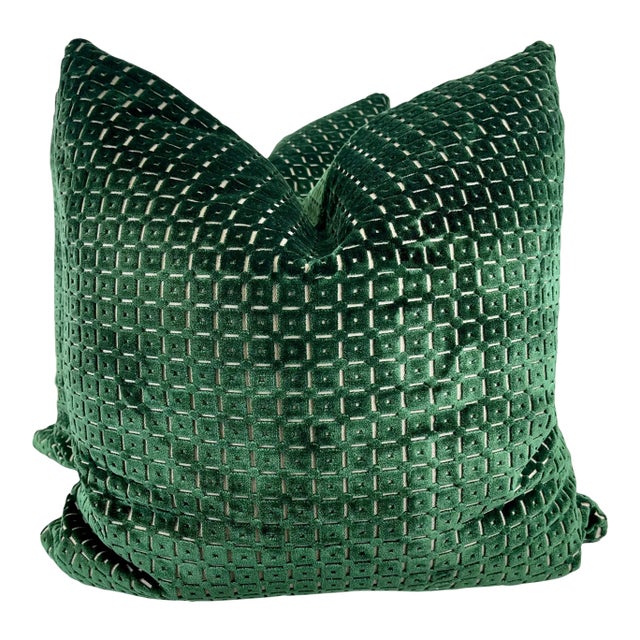 Brunschwig & Fils "Savanne Velvet" in Palm 22" Pillows-A Pair For Sale