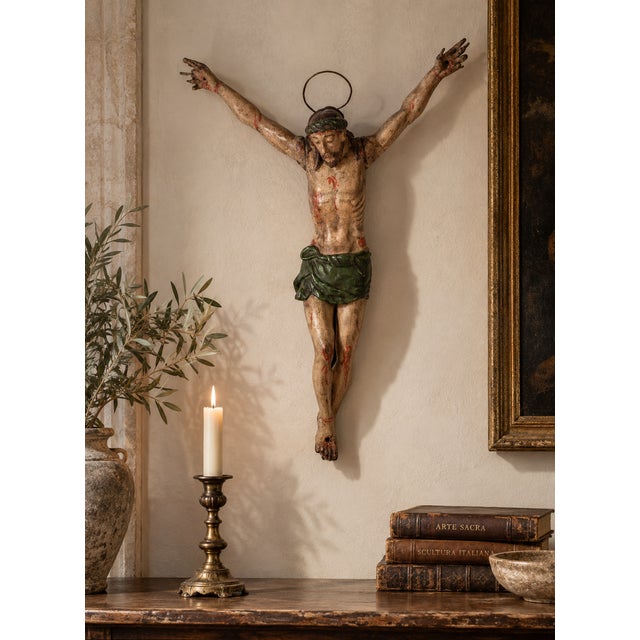 18th Century Italian Carved and Polychrome Wooden Corpus Christi, 1800s For Sale - Image 11 of 12