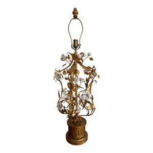 Vintage Gilt Metal Floral Lantern Table Lamp – Hollywood Regency French Style