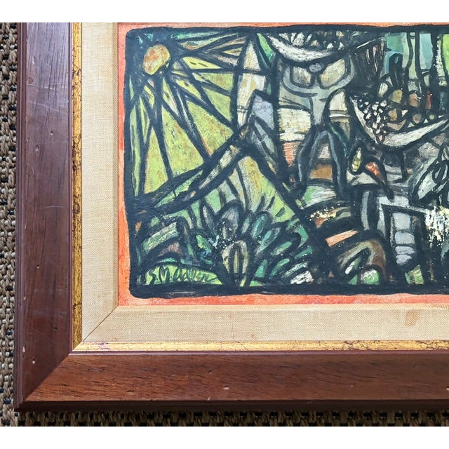 Mid-Century Modern Mid Century American Abstract Oil Painting by Listed Artist Samuel Marcus Adler, Signed For Sale - Image 3 of 7