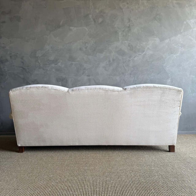 Textile Custom Made Modern English Arm Sofa in Performance Linen Velvet - 96" For Sale - Image 7 of 11