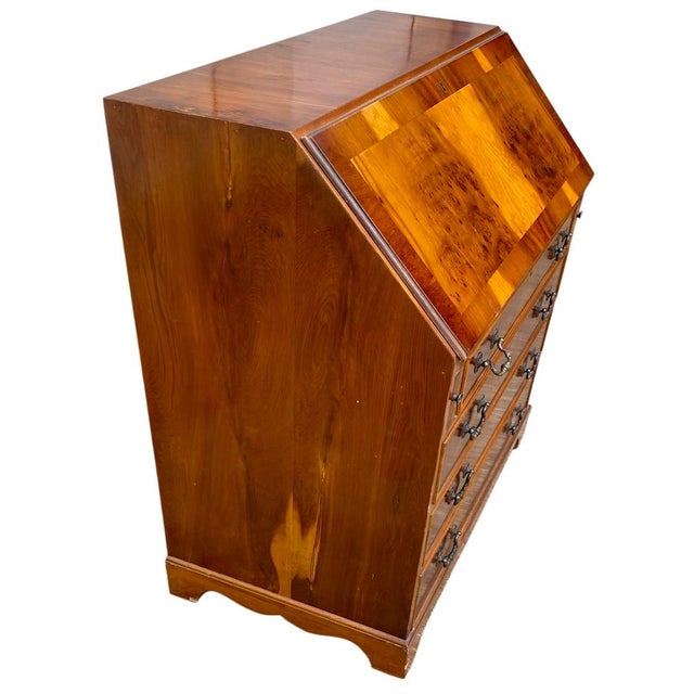 Brown Vintage English Walnut Secretaire, 1930s For Sale - Image 8 of 9