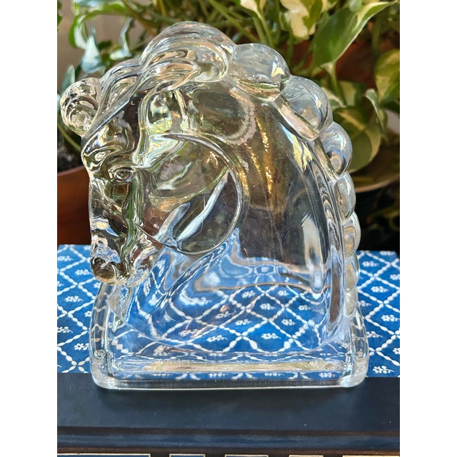 1950s 1950s Federal Glass Horse Head Equestrian Bookends - A Pair For Sale - Image 5 of 11