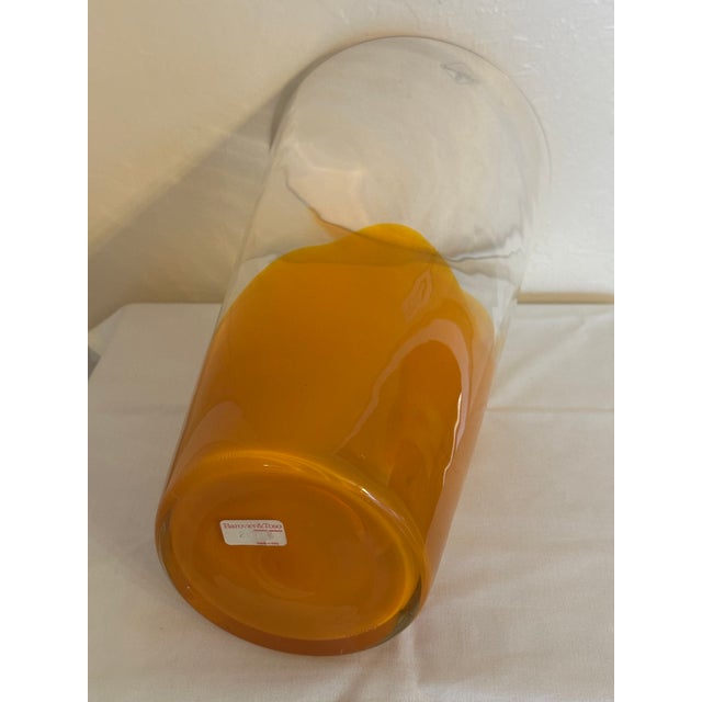 Barovier & Toso Orange Murano Glass Vase For Sale - Image 10 of 11