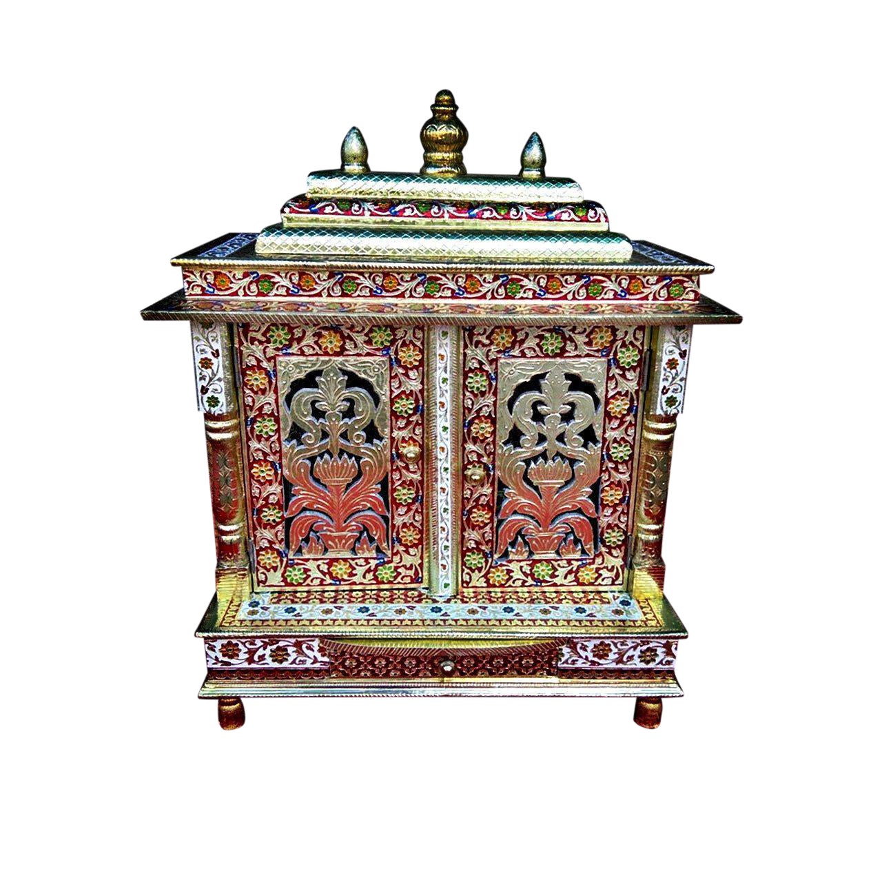 Meenakari Multicolor Home Puja Mandir Hindu Temple Mandapam Altar