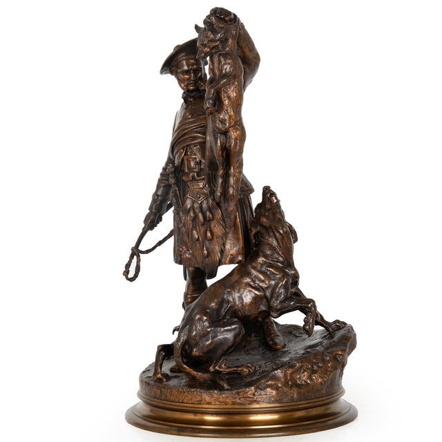 French French Antique Bronze Sculpture “Scottish Hunter”, Pierre Jules Mene Ca. 1900 For Sale - Image 3 of 18