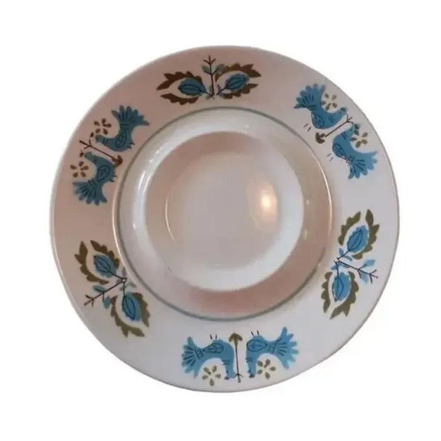 Mikasa 5 Pc Mikasa Saucer Plates Mediterranean Blue Bird Mid Century 4026 Vintage For Sale - Image 4 of 10