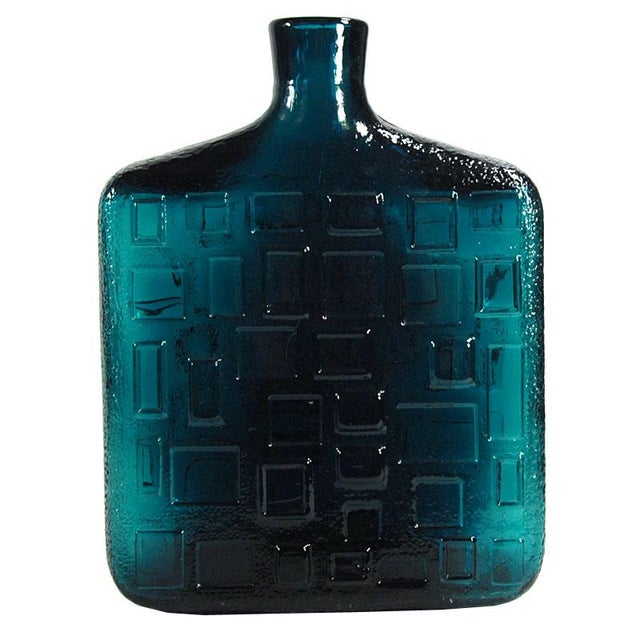 Brutalist Blue Glass Bottle from Empoli, 1960s For Sale - Image 11 of 11