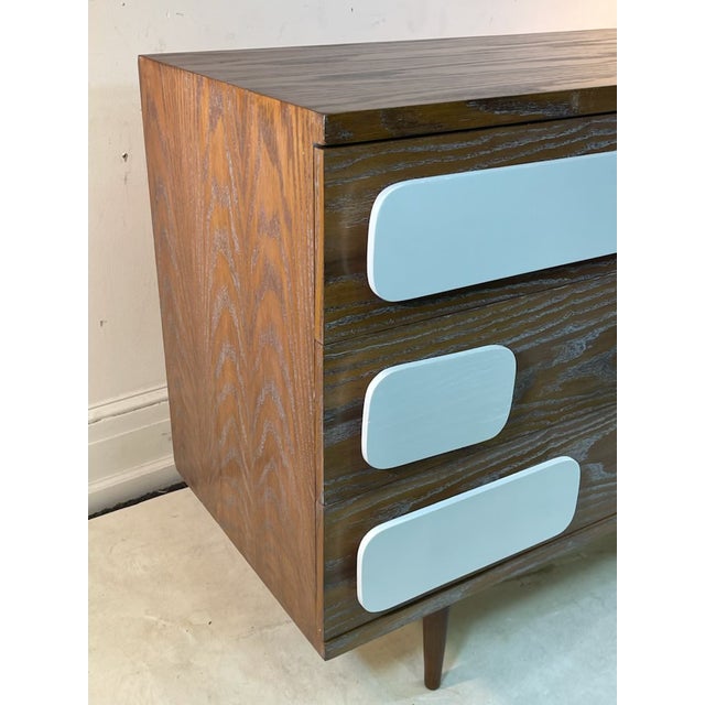 Wood Modernist White & Cerused Oak Cabinets - a Pair For Sale - Image 7 of 12