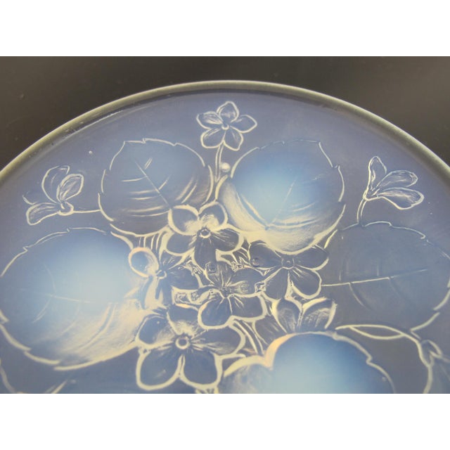 Marius-Ernest Sabino Sabino Opalescent Glass Violet Flower Leaf Footed Dish Trinket Tray For Sale - Image 4 of 9