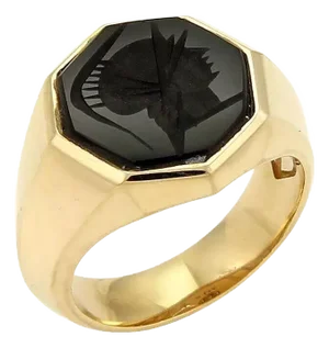 David Yurman Onyx Intaglio 18k Yellow Gold Octagon Ring, Size 8
