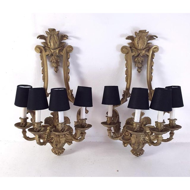 Gold Renaissance Style Wall Sconces in Cast Bronze, Italy, 1940s, Set of 2 For Sale - Image 8 of 12