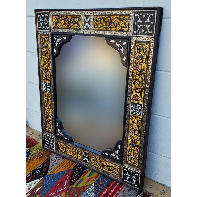 Moroccan Moroccan Metal Inlay Rectangular Mirror For Sale - Image 3 of 8
