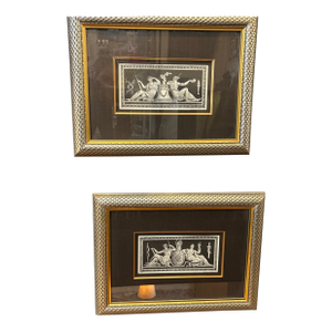 19th‑Century Neoclassical Engravings in Gilt Woven Frames - a Pair