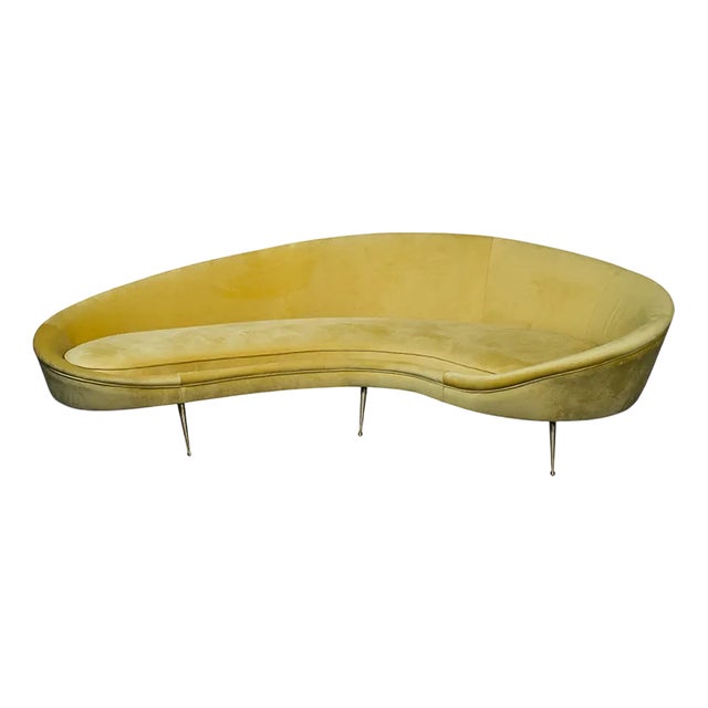 Vintage Yellow Sofa with Shaped Line, 1980s For Sale