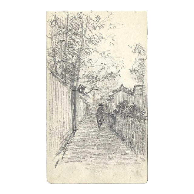 1907 Japanese Street Drawing For Sale