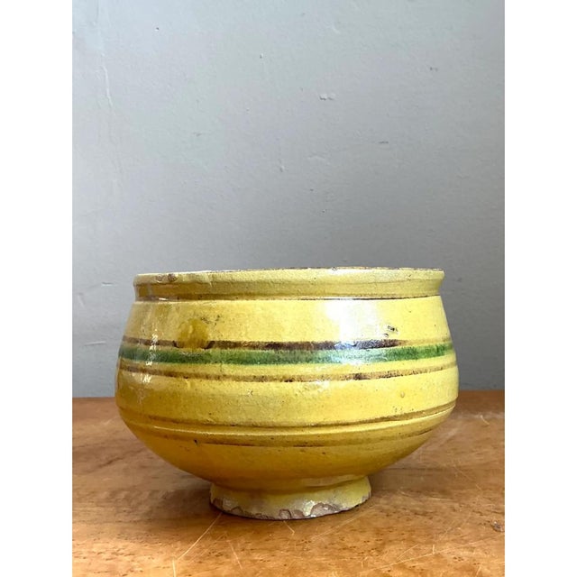 Vintage Striped Earthenware Decorative Bowl For Sale - Image 4 of 12