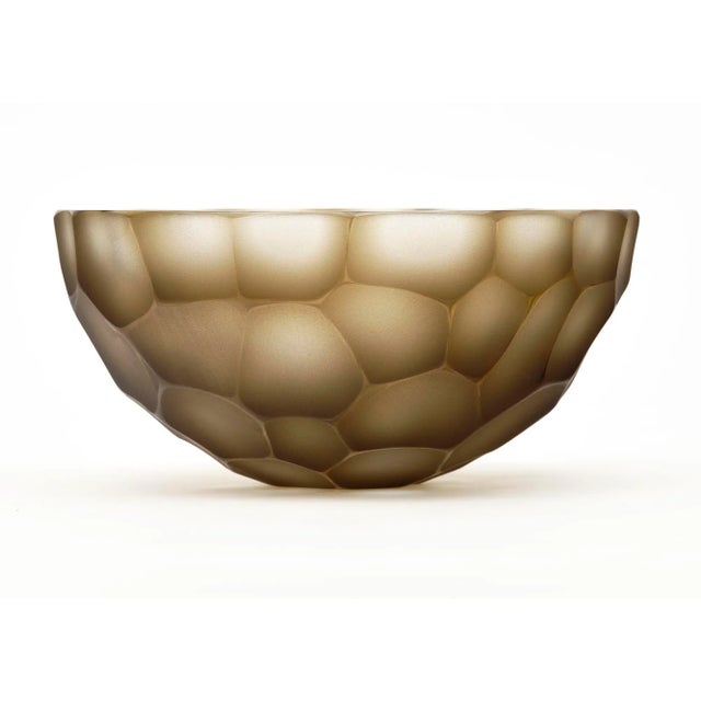 Pair of bowls from the island of Murano made of hand-blown glass in a smoked color. They have been crafted in the ferro...