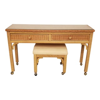 Vintage Henry Link Console Table and Bench - Set of 2 For Sale