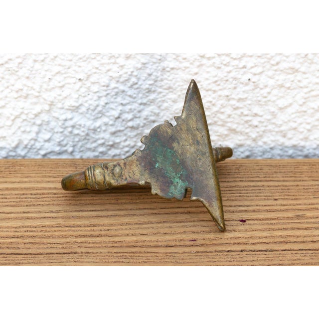 Finely Engraved Antique Brass Hook For Sale - Image 4 of 7