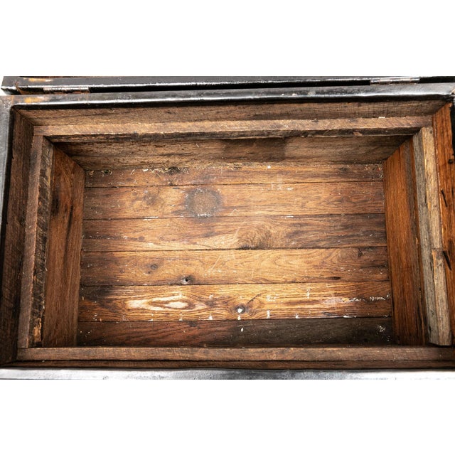 Late 20th Century Late 20th Century Sturdy Wood and Iron Camelback Trunk For Sale - Image 5 of 5