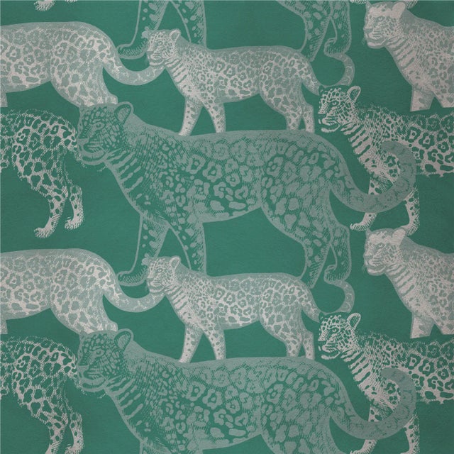 Contemporary Walking Leopards 3 Fabric Wall Covering by Chiara Mennini for Midsummer-Milano For Sale - Image 3 of 3