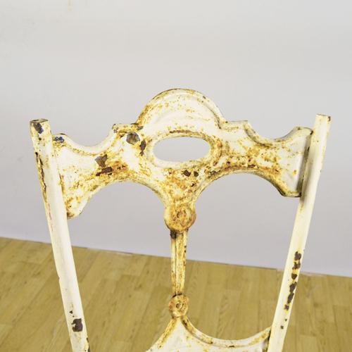 Gold French White Iron Garden Chairs, 1900s, Set of 2 For Sale - Image 8 of 9