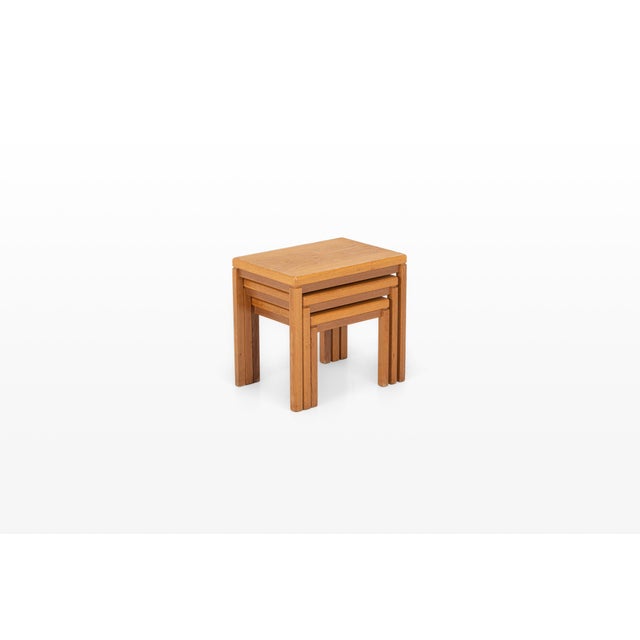 Vintage Oak Nesting Tables by Van Den Berghe Pauvers, 1970s, Set of 3 For Sale - Image 6 of 10