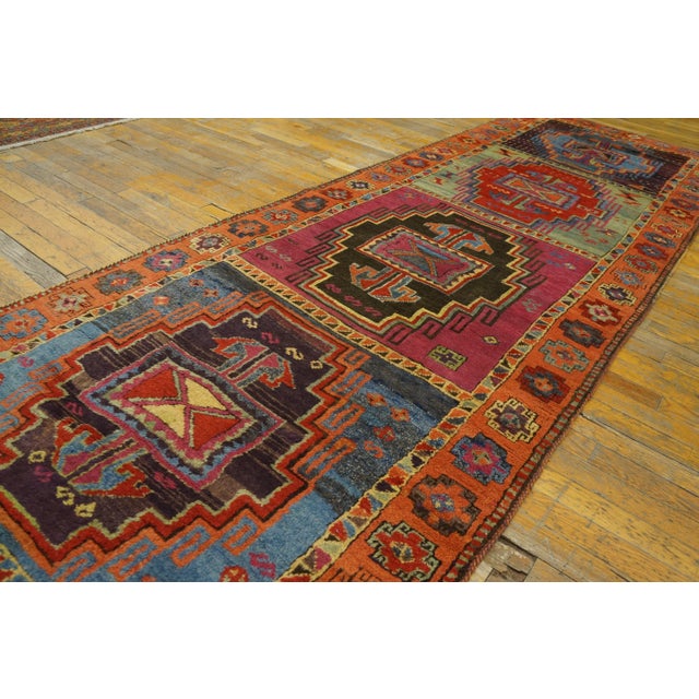 Tribal Happy Jewel Tones Multicolored Tribal Geometric Antique Rustic Turkish Yuruk Rug For Sale - Image 3 of 9