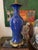 Vintage Royal Blue Glaze Vase Asian Lamp For Sale - Image 9 of 10