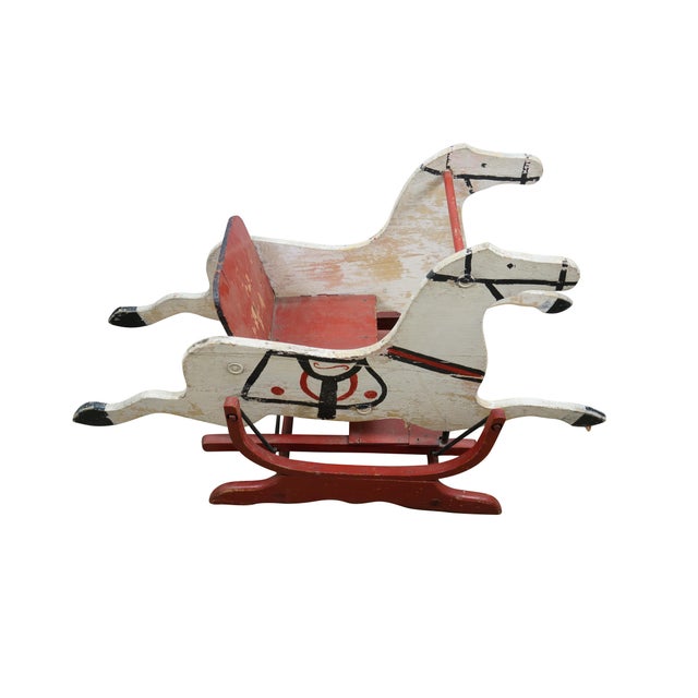 Early to mid 20th century shoo fly style rocking horse. Shoo fly (or shoofly) rocking horses feature two horse / animal...