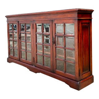 Vintage Beveled Glass Library Cabinet For Sale