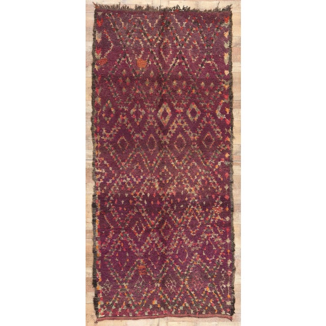 Vintage Purple Beni MGuild Moroccan Rug - 05'02 X 11'01 For Sale - Image 9 of 10