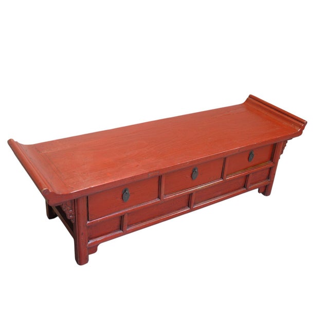 Mid 19th Century Low 17" Inch High Red Altar-Style Console or Sofa Back Table For Sale - Image 5 of 8