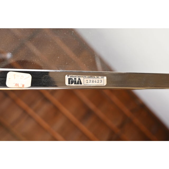 Design Institute America Modern Brushed Steel and Brass Glass Top Swan Console Table For Sale - Image 11 of 12