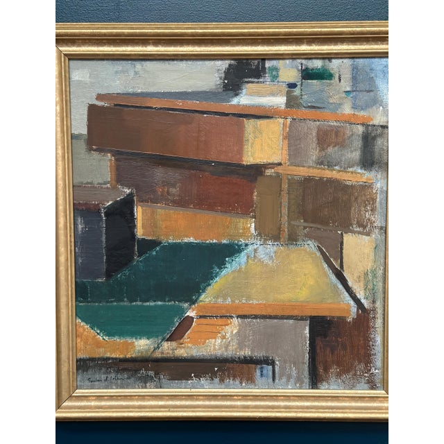 Gustav Adolf Johansson, Cubist Rooftops, 1950s, Oil on Canvas, Framed For Sale - Image 17 of 18